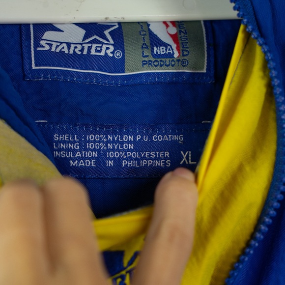 Vintage Golden State Warriors NBA Hooded Puffer Starter Jacket Mens XL RARE - Picture 6 of 8